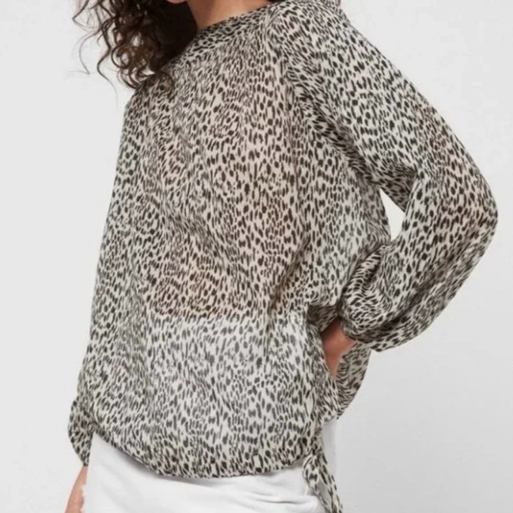 AllSaints Leopard Print Cotton Blouse Size M